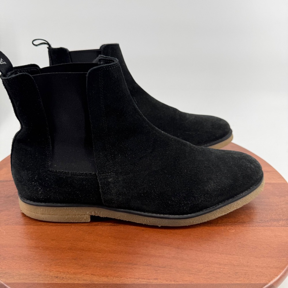 AllSaints Mens Black Suede Chelsea Boots EU 45 Crepe Sole Pull On Ankle Boots
